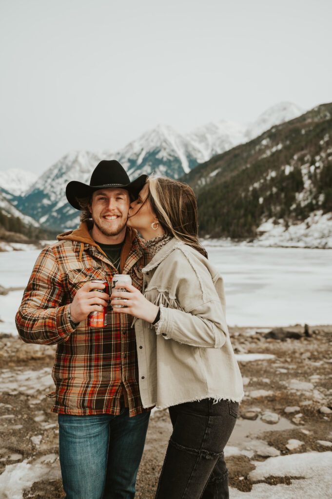 Surprise Montana Proposal in Northwest Montana | Western Engagement Outfit Inspiration | Western Photographer| Snowy Mountain Proposal | 